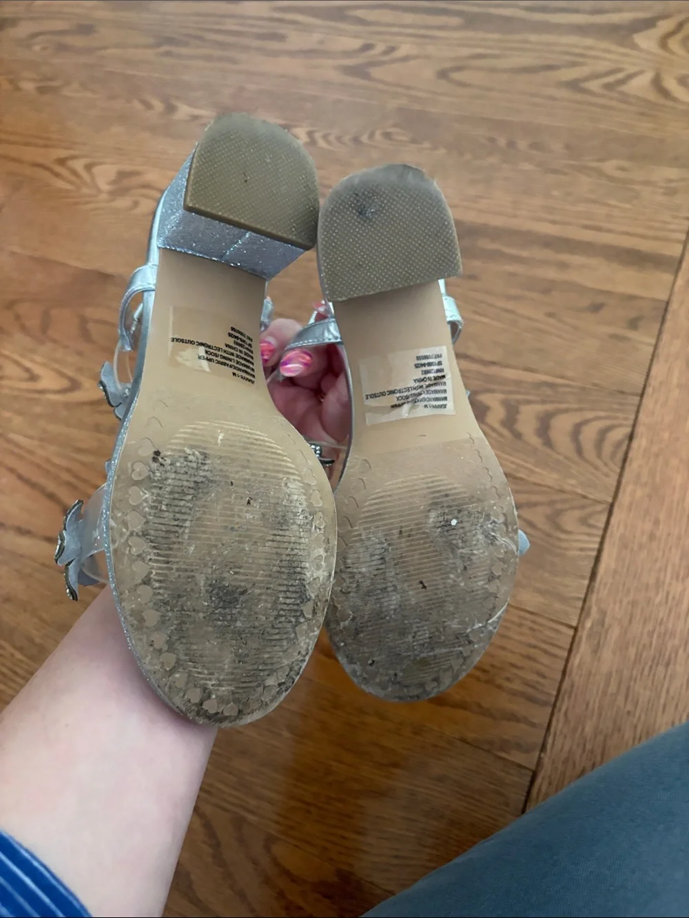 Like New Steve Madden Silver Floral Rhinestone Slingback Sandals Size 1M